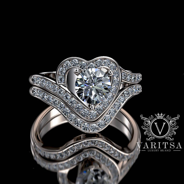 1.23ct Brilliant Cut Heart Shape Gold Bridal Set - 02US70
